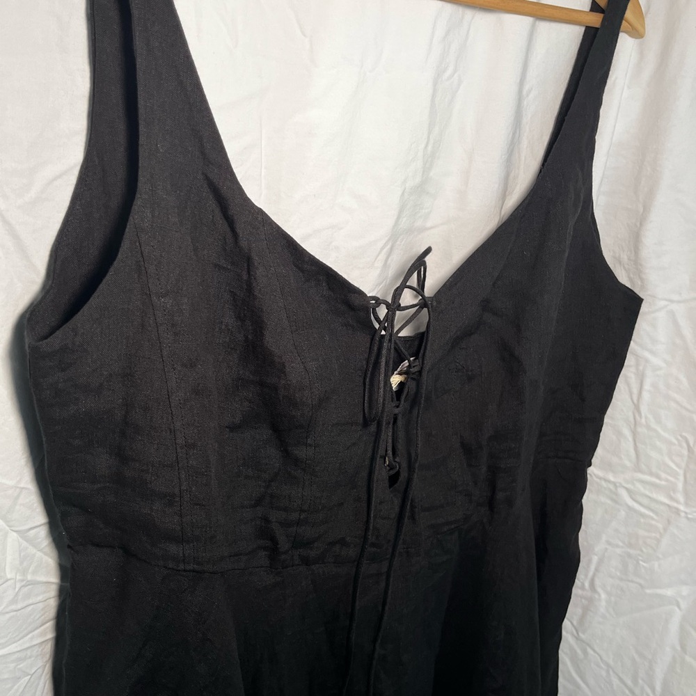 Linennaive “Eva” Black Lace & Linen Cocktail Dress || Plus Size 2XL - Picture 3 of 6